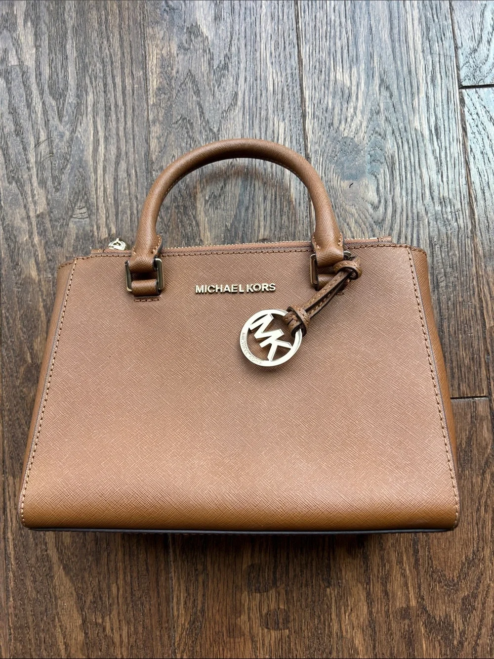 Michael Kors Tan Saffiano Leather Satchel with Gold Accent